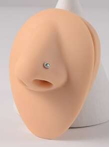 Set de 2 piezas Decoración de corazón con circonita cúbica Pendiente de nariz de acero inoxidable para mujeres sin necesidad de perforación, joyería para septum y Body para San Valentín