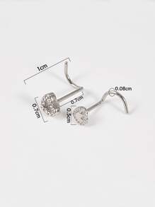 Set de 2 piezas Decoración de corazón con circonita cúbica Pendiente de nariz de acero inoxidable para mujeres sin necesidad de perforación, joyería para septum y Body para San Valentín