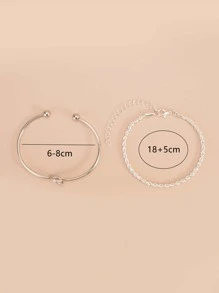 2入組/套打結細節扭結手環 - 銀色 - 查看 4