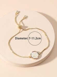 Letter Graphic Cubic Zirconia & Round Decor Bracelet - Multicolor - View 4