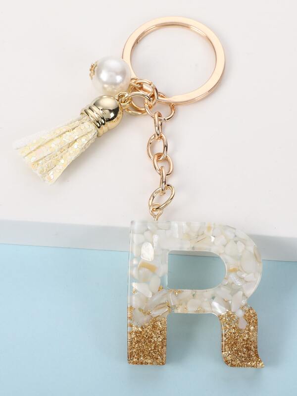 Tassel & Letter Charm Keychain SHEIN USA
