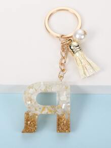 流蘇和字母墜飾鑰匙圈 - 彩色 - 查看 2