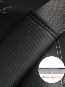 MEIKAXIU 1件舒适透气PU打孔皮革汽车安全带肩垫装饰，汽车配件 - 黑色 - 查看 3