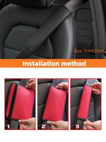 MEIKAXIU 1件舒适透气PU打孔皮革汽车安全带肩垫装饰，汽车配件 - 黑色 - 查看 4