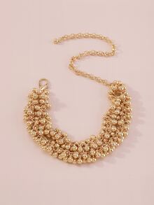 Minimalist Beaded Necklace - Yellow Gold - View 2