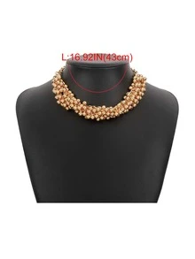 Minimalist Beaded Necklace - Yellow Gold - View 3