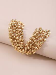 Minimalist Beaded Necklace - Yellow Gold - View 4