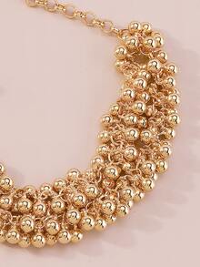 Minimalist Beaded Necklace - Yellow Gold - View 5