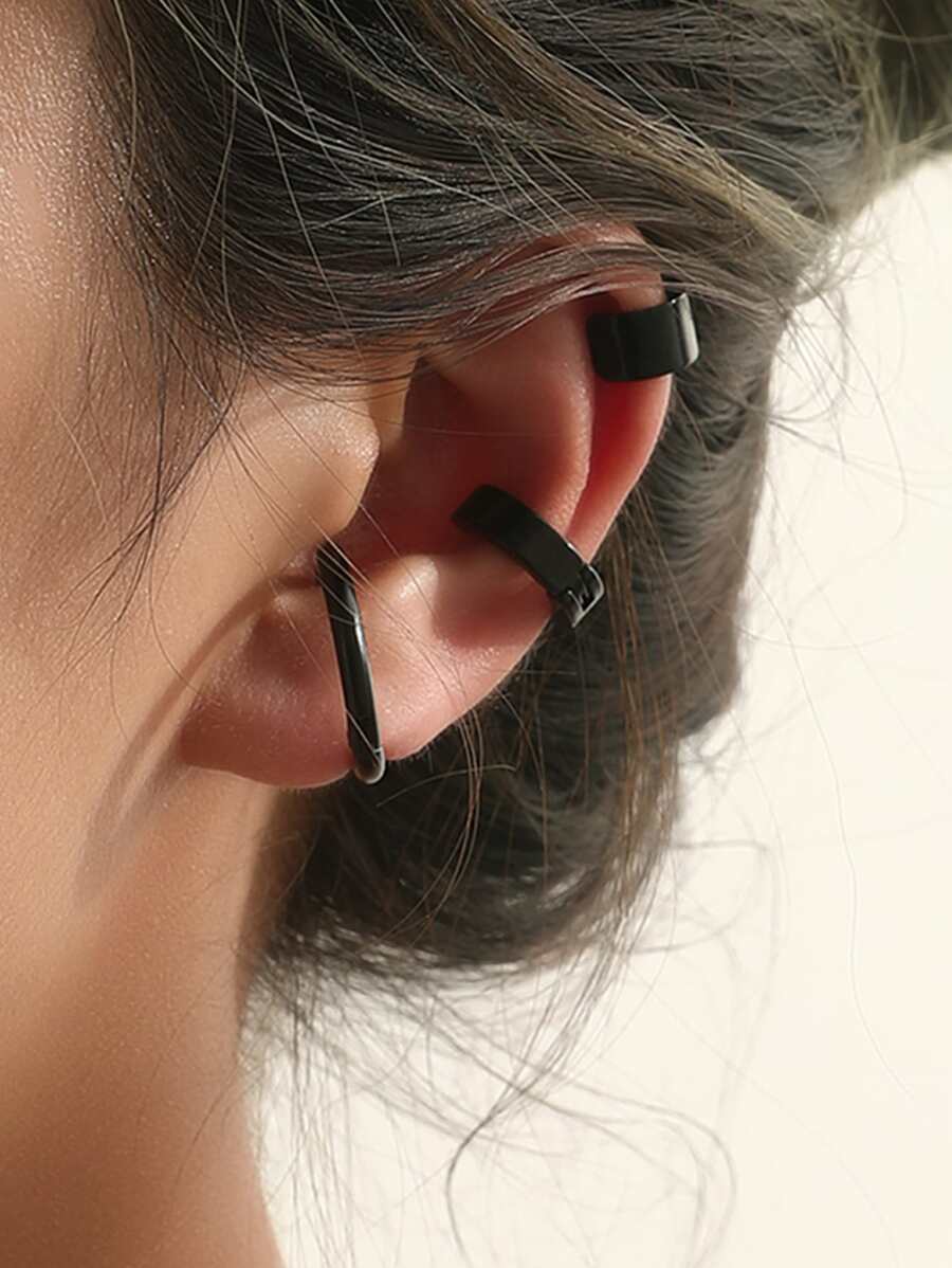 3pcs/set Minimalist Ear Cuff - Black - View 1