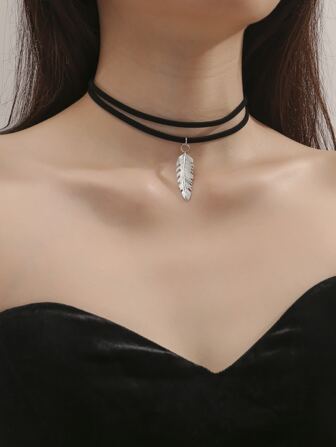 羽毛饰物多层颈链