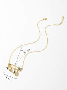 Evil Eye Chi tiết Rhinestone Hamsa Hand & Pin an toàn Charm Choker - Vàng - Xem 5