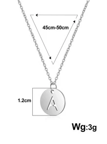 1 Chữ Cái Chi Tiết Vòng Cổ Mặt Dây Chuyền, Trang Sức Bằng Thép Không Gỉ - Bạc - Xem 8