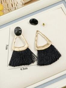 Tassel Drop Earrings - Black - View 4