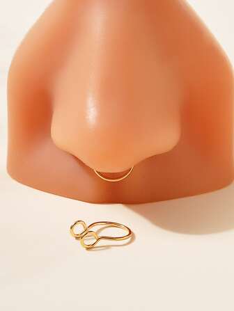 2pcs/set Minimalist Nose Cuff Stainless Steel Popular Piercing Body Jewelry Gift For Women & Men, Stainless Steel Jewelry