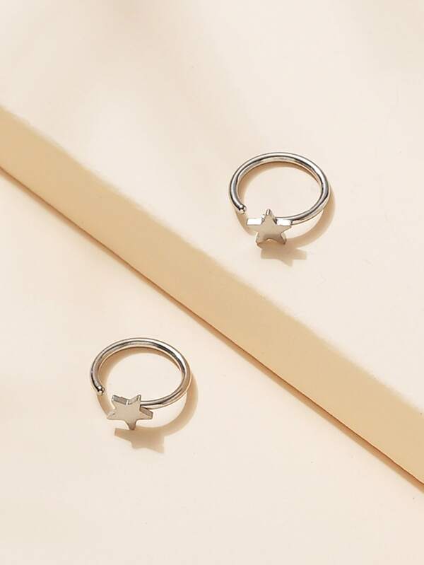 2pcs Punk Star Design Nose Rings For Men For Daily Decoration, For
