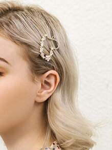 4 pinzas para el pelo minimalistas con decoración de flores y diamantes de imitación - Multicolor - Ver 2