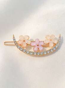 4 pinzas para el pelo minimalistas con decoración de flores y diamantes de imitación - Multicolor - Ver 6