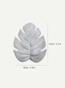 1pc PS Coaster, Modern Leaf Shaped Anti-slip Coaster For Dining Table - Silver - View 3