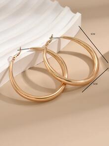 極簡圓耳環 - 金黃色 - 查看 5