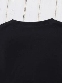 年輕女孩獨角獸和字母圖案t恤 - 黑色 - 查看 4