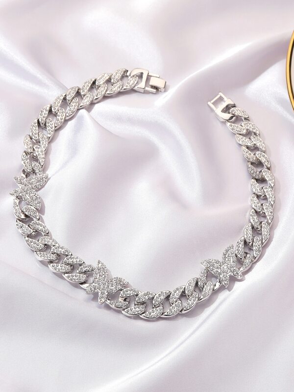 1pc Butterfly Pendant Necklace Diamond-Embedded Exquisite Elegant Clavicle Necklace