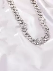 1 件蝴蝶吊坠项链 钻石镶嵌 精致优雅锁骨项链