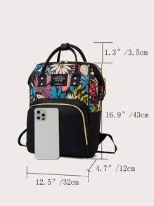 1pc Random Leaf Graphic Large Capacity Backpack,Leaf Print Diaper Bag, Top Handle Mommy Backpack, Casual Travel Daypack With Bottle Pockets,Mummy Bag Casual Versatile Multi Functional For Outdoor Travel(Random Leaf Graphic), School Supplies,School Backpack,School Bag,Backpack For School,Back To School,School Bookbag,Large Capacity,Classic Casual, Suitable For Teen Girls Women College Students, Perfect For Back To School,College,First Day Of School,Work , Business, Commute,Outdoors, Travel, Outings - Multicolor - View 4