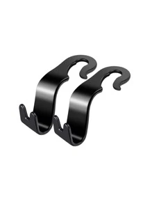 2pcs Plastic Car Seat Back Hook - Black - View 2