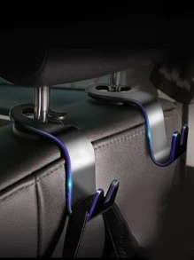 2pcs Plastic Car Seat Back Hook - Black - View 3