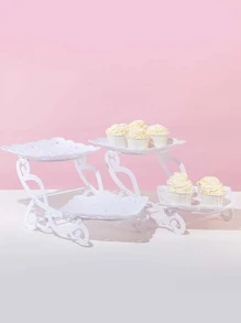 1pc Plastic Cake Stand, White Chair Design Cake Holder For Kitchen - White - View 2