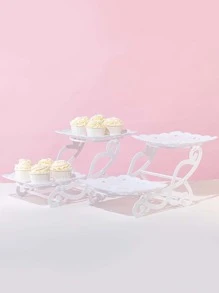 1pc Plastic Cake Stand, White Chair Design Cake Holder For Kitchen - White - View 3