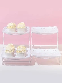 1pc Plastic Cake Stand, White Chair Design Cake Holder For Kitchen - White - View 4