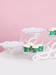 1pc Plastic Cake Stand, White Chair Design Cake Holder For Kitchen - White - View 5