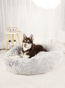 1pc Gradient Color Plush Round Pet Bed, Suitable For All Seasons, Suitable For Small, Medium And Large Cats And Dogs, Deep Sleep Bed For Spring, Summer, Autumn And Winter - Grey - View 11