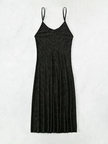 Glitter Cami Cover Up Beach Dress - Black - View 4