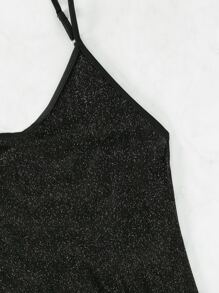 Glitter Cami Cover Up Beach Dress - Black - View 6