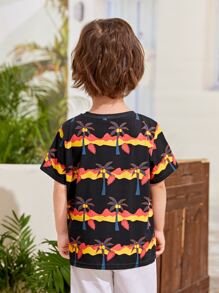 SHEIN Toddler Boys Coconut Tree Print Tee - Multicolor - View 2