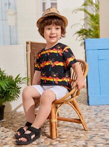 SHEIN Toddler Boys Coconut Tree Print Tee - Multicolor - View 5