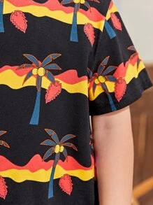 SHEIN Toddler Boys Coconut Tree Print Tee - Multicolor - View 6