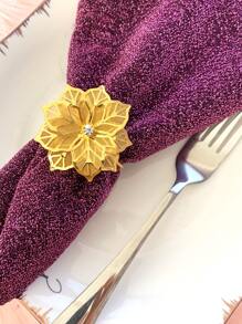 1pc Iron Napkin Ring, Flower Decor Napkin Holder Ring For Kitchen - Gold - View 7
