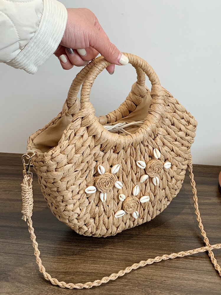 Straw shell bag deals