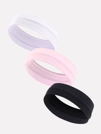 3 件装纯色发带休闲头带头巾头带吸汗带