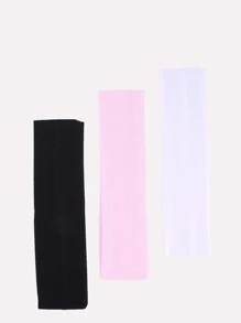 3 件装纯色发带休闲头带头巾头带吸汗带 - 彩色 - 查看 2