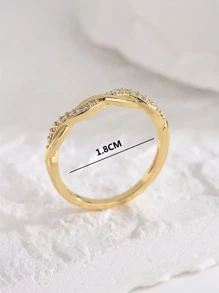 1 Chiếc Nhẫn Trang Trí Đính Đá Cubic Zirconia Tối Giản Thích Hợp Cho Phụ Nữ Đeo Hàng Ngày Và Tặng Quà - Vàng - Xem 3
