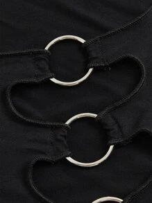SHEIN ICON O-ring Cut Out Crop Tee - Black - View 3