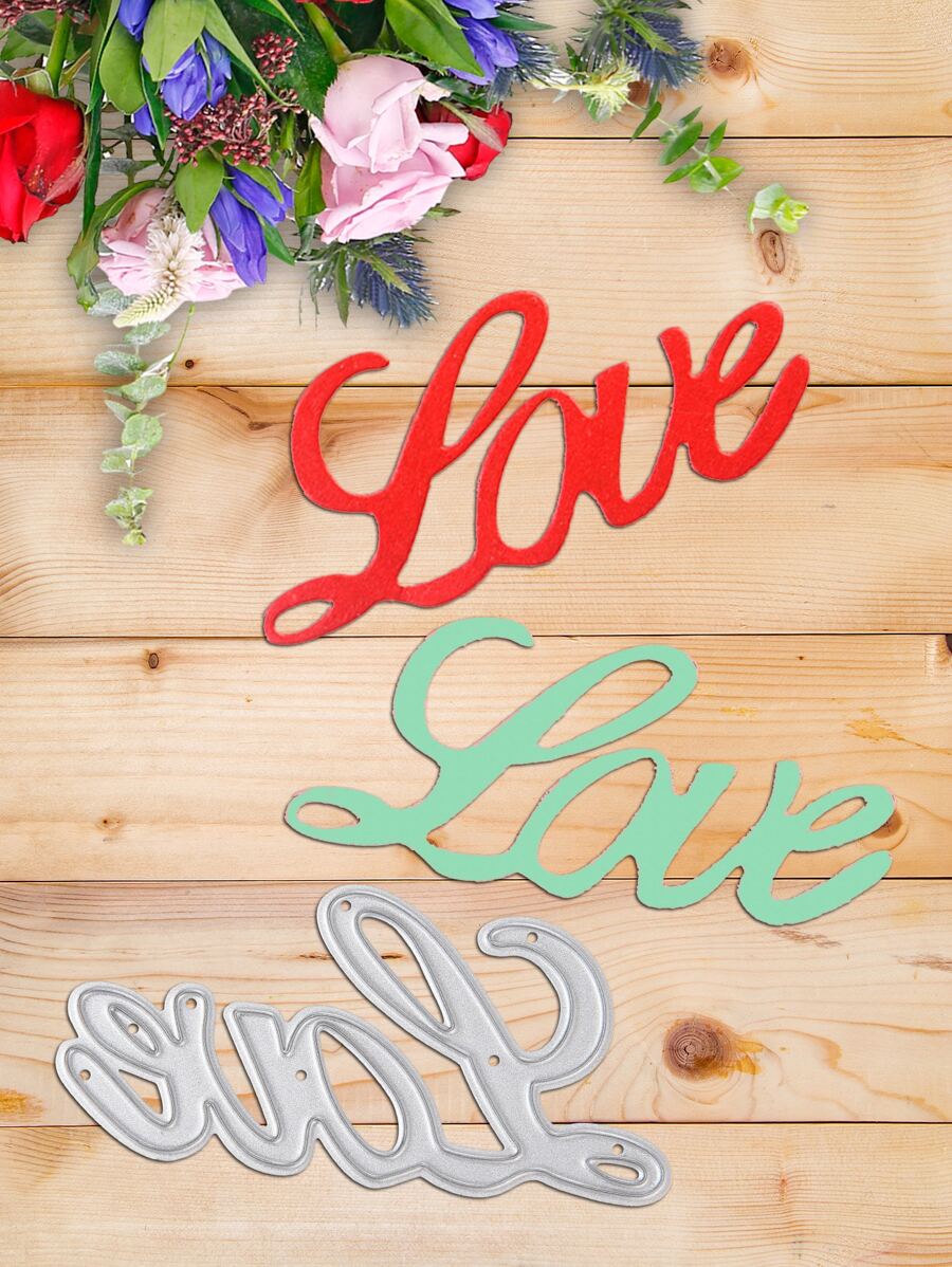 1 Thép Không Gỉ Cắt Chết Chữ Thiết Kế DIY Khắc Stencil Thủ Công Chết - Bạc - Xem 1