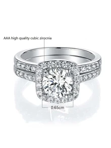 2 cái/bộ Nhẫn Trang Trí Đá Cubic Zirconia - trắng - Xem 3