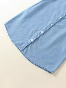 Girls Button Front Denim Shirt Dress - Light Wash - View 4