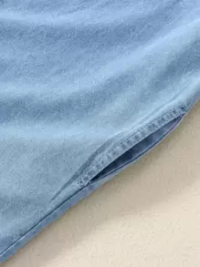 Girls Button Front Denim Shirt Dress - Light Wash - View 7