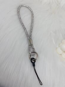 1 pieza Tira de celular con diseño de diamante de imitación - Plateado - Ver 1